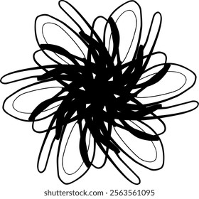 Hand-drawn blackwhite bw sketch scratch scrawl doodle flower flora nature radial line radialline radialflower symmetricalflower symmetricalline circleline circle abstractflower abstract