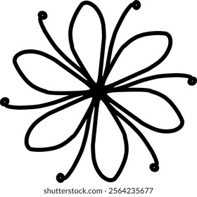 Hand-drawn blackwhite bw sketch scratch scrawl doodle flower flora nature radial line radialline radialflower symmetricalflower symmetricalline circleline circle abstractflower abstract