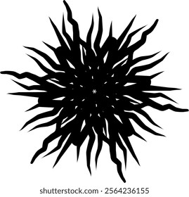 Hand-drawn blackwhite bw sketch scratch scrawl doodle flower flora nature radial line radialline radialflower symmetricalflower symmetricalline circleline circle abstractflower abstract root