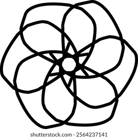 Hand-drawn blackwhite bw sketch scratch scrawl doodle flower flora nature radial line radialline radialflower symmetricalflower symmetricalline circleline circle abstractflower abstract