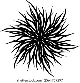 Hand-drawn blackwhite bw sketch scratch scrawl doodle flower flora nature radial line radialline radialflower symmetricalflower symmetricalline circleline circle abstractflower abstract root brush