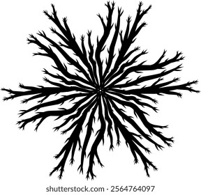 Hand-drawn blackwhite bw sketch scratch scrawl doodle flower flora nature radial line radialline radialflower symmetricalflower symmetricalline circleline circle abstract root brush twig brunch