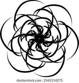 Hand-drawn blackwhite bw sketch scratch scrawl doodle flower flora nature radial line radialline radialflower symmetricalflower symmetricalline circleline circle abstractflower abstract