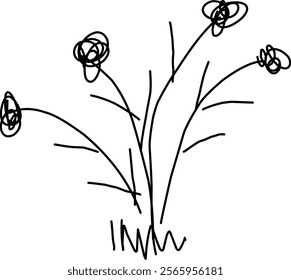 Hand-drawn blackwhite bw sketch scratch scrawl doodle flower flora nature abstract abstractflower