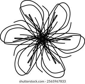 Hand-drawn blackwhite bw sketch scratch scrawl doodle flower flora nature radial line radialline radialflower symmetricalflower symmetricalline circleline circle abstractflower abstract