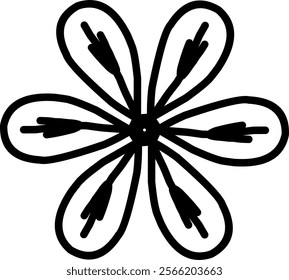 Hand-drawn blackwhite bw sketch scratch scrawl doodle flower flora nature radial line radialline radialflower symmetricalflower symmetricalline circleline circle abstractflower abstract abstractline