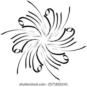 Handdrawn blackwhite bw sketch scratch scrawl doodle flower flora nature radial line radialline radialflower symmetricalflower symmetricalline circleline circle abstractflower abstract abstractline