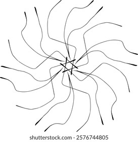 Handdrawn blackwhite sketch scratch scrawl doodle flower flora nature radial line radialline radialflower symmetricalflower symmetricalline circleline circle abstractflower abstract abstractline