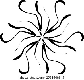 Handdrawn blackwhite sketch scratch scrawl doodle flower flora nature radial line radialline radialflower symmetricalflower symmetricalline circleline circle abstractflower abstract abstractline