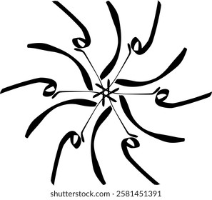 Handdrawn blackwhite sketch scratch scrawl doodle flower flora nature radial line radialline radialflower symmetricalflower symmetricalline circleline circle abstractflower abstract abstractline