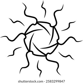 Handdrawn blackwhite sketch scratch scrawl doodle flower flora nature radial line radialline radialflower symmetricalflower symmetricalline circleline circle abstractflower abstract abstractline cycle