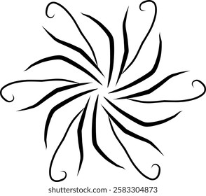 Handdrawn blackwhite sketch scratch scrawl doodle flower flora nature radial line radialline radialflower symmetricalflower symmetricalline circleline circle abstractflower abstract abstractline cycle