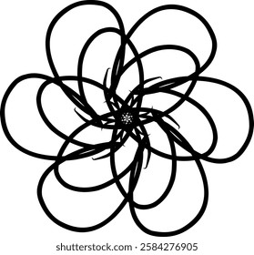 Handdrawn blackwhite sketch scratch scrawl doodle flower flora nature radial line radialline radialflower symmetricalflower symmetricalline circleline circle abstractflower abstract abstractline cycle