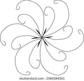 Handdrawn blackwhite sketch scratch scrawl doodle flower flora nature radial line radialline radialflower symmetricalflower symmetricalline circleline circle abstractflower abstract abstractline cycle