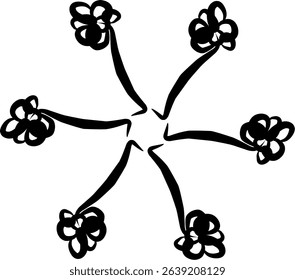 Handdrawn, blackwhite, sketch, scratch, scrawl, doodle, flower, flora, nature, radial, line, radialline, radialflower, symmetricalflower, symmetricalline, circleline, circle, abstractflower, abstract