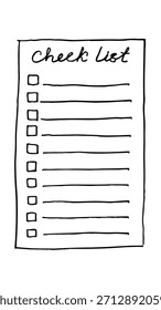 Lista de comprobación en blanco dibujada a mano o lista de tareas pendientes con círculos