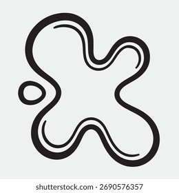 Handdrawn blob shape with double outline isolated on white background, a simple graphic element with a modern, minimalist feel, perfect for adding a touch