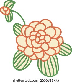 Handdrawn Blooming Rose Flower Vector Illustration
