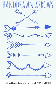 Hand-drawn blue arrows