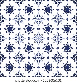 Hand-Drawn Blue Azulejos Ceramic Tile Pattern Collection Featuring Floral and Geometric Motifs – Seamless Vector Designs Perfect for Traditional and Contemporary Decor