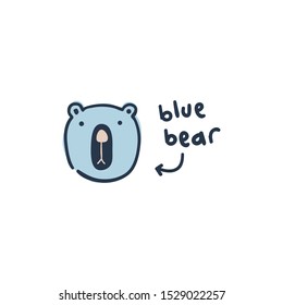 hand-drawn blue bear. creative animal texture for fabric, wrapping, textile, wallpaper, apparel. Vector illustration