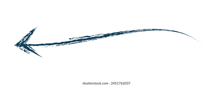Hand-drawn  blue brush arrow vector isolated on a white background