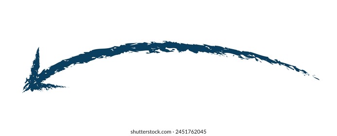 Hand-drawn  blue brush arrow vector isolated on a white background