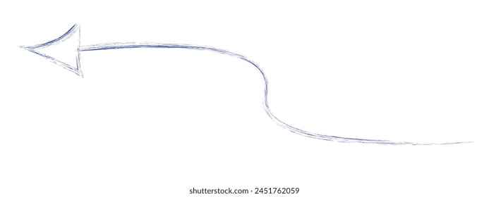 Hand-drawn  blue brush arrow vector isolated on a white background