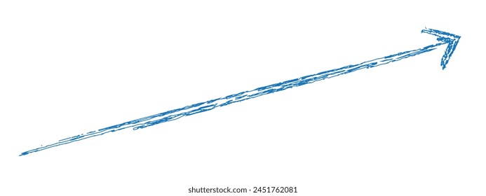 Hand-drawn  blue brush arrow vector isolated on a white background