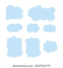 Handdrawn Blue Cloud Text Box Empty Text Box Banner