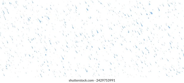 Hand-drawn blue diagonal raindrop on white background. Seamless texture with dashed strokes. Rain pattern. Abstract modern vector texture. Wrapping paper with small dots or rain painted with a brush.