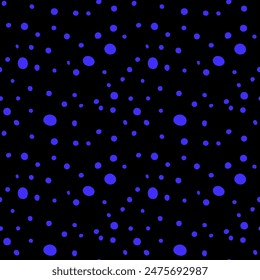 Dibujado a mano puntos azules sobre fondo negro. Vector sin patrón. Vector de puntos Doddle. Manchas difusas. Impresión para Fondo de pantalla, papel, tela textil.