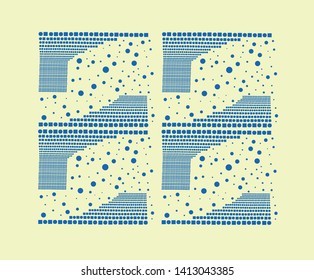 Hand-drawn blue geometric shapes dots with squares