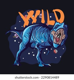 Hand-Drawn Blue T-Rex Vector Illustration