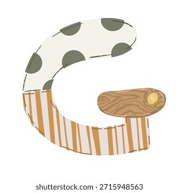 Conjunto de Vector de bebé boho dibujado a mano con prendas, cochecitos y Elementos de naturaleza en tonos neutros para textiles, papelería y decoración de habitaciones para niños.