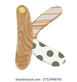 Hand-drawn boho baby nursery vector set with clothes, strollers, and nature elements in neutral earthy tones for kids' textile, stationery, and room decor.