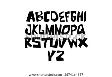 Hand-Drawn Bold Display Font. Irregular Quirky Alphabet with Fun, Playful Uppercase Letters for Street Art, Comics, Posters, Kids' Projects, DIY Crafts, Games, and Urban Design Typography