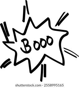 Hand-Drawn "Boo" Comic Book Explosion Vector Illustration