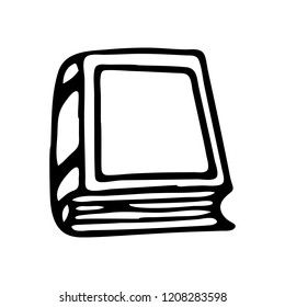 Handdrawn book doodle icon. Hand drawn black sketch. Sign symbol. Decoration element. White background. Isolated. Flat design. Vector illustration.