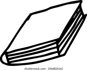Hand-drawn book. Doodle vector illustration in cute style. To stay home. Element for greeting cards, posters and design. Isolated on white background
