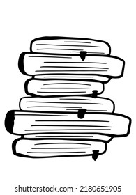 Hand-drawn books doodle. Line art style. line drawing style, vector design. stack of books