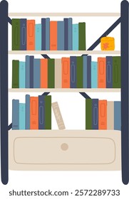 Handdrawn Bookshelf Furniture Vector Illustration