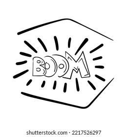 Hand-drawn Boom, speech bubble. Vector illustration