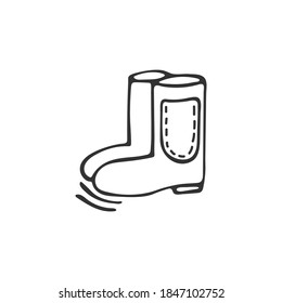 Hand-drawn boots. Winter and autumn footwear. Single element isolated on white background. Vector illustration