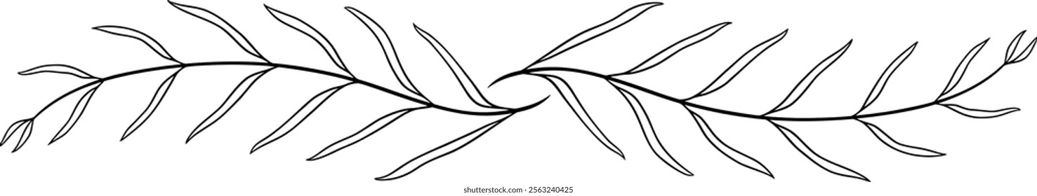 Hand-drawn border with leafy branches