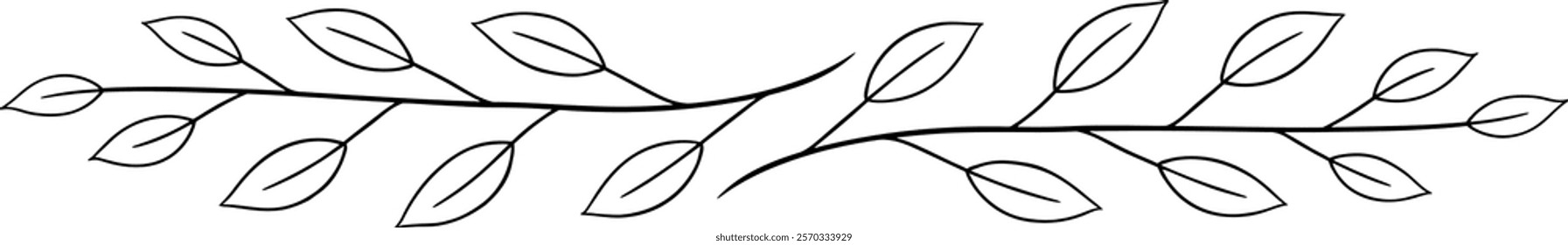 Hand-drawn border with leafy branches