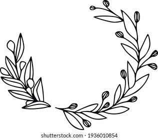 Hand-drawn botanical illustrations. Flowers clipart for creating wedding decor, floral frames and wreaths. Minimalistic vector line art. 