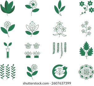 Hand-Drawn Botanical Vector Icons | Minimalist Floral and Leaf Line Art Illustrations for Eco-Friendly Designs, Nature Logos, and Organic Branding"