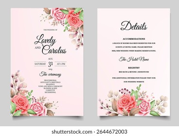 Hand-Drawn Botanical Wedding Invitation Card Template.Illustrator and designer. Wedding Invites, save the date, Birthday Invites, Video Invites, E-Cards. 