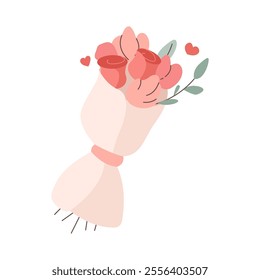 Hand-Drawn Bouquet of Pink Roses